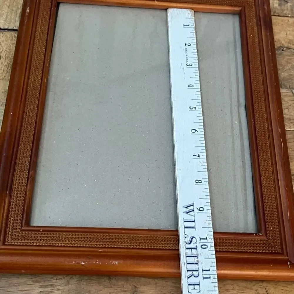 Vintage Brown Wooden Picture Frame 9.5 x 7.5 in Free Standing or Hung